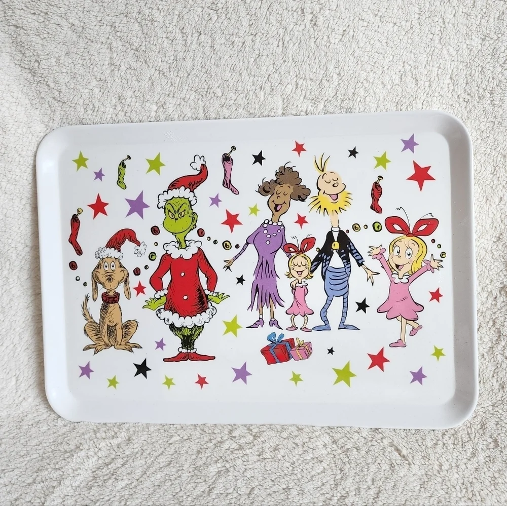 New Christmas Dr Seuss The Grinch & Whoville Serving Tray Vintage Cartoon